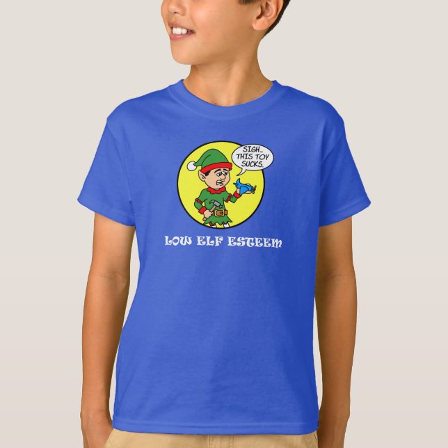 Low Elf Esteem Funny Christmas Puff T-Shirt (Vorderseite)