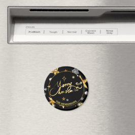 Low-Key Luxury Gold Black Stars Custom Xmas Magnet