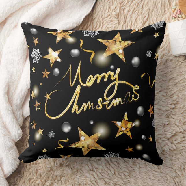 Low-Key Luxus Gold Black Fashion Frohe Weihnachten Kissen (Decke)