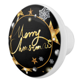 Low-key Luxus Gold Black Metallic Stars Xmas Keramikknauf