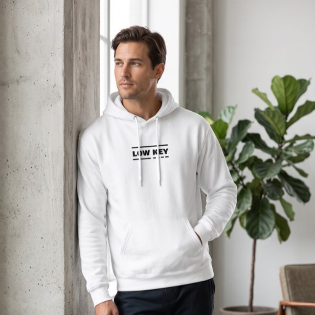 Low Key Minimalistischer Weißer Pullover Hoodie |  (Von Creator hochgeladen)