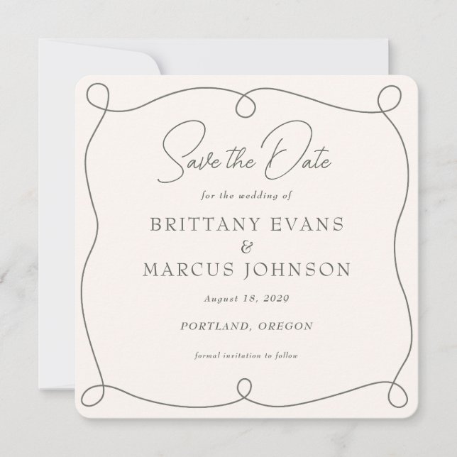 Low Key Save the Date Olive (Vorderseite)
