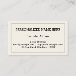 Low-Key und einfache Barrister bei Law Business Ca Visitenkarte