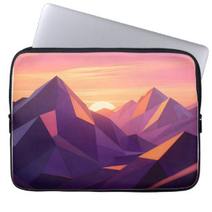 Low Poly Bergsonnenuntergang Geometrisch Laptopschutzhülle