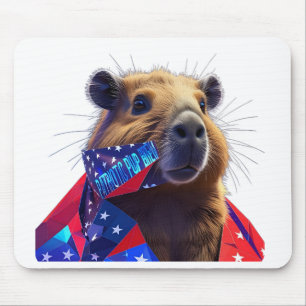Low-Poly Capybara 'Patriotischer Pup Brew' Gamer S Mousepad