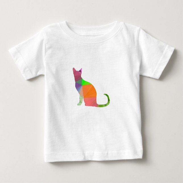 Low Poly Cat Silhouette Baby T-shirt (Vorderseite)