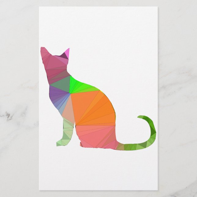 Low Poly Cat Silhouette Briefpapier (Vorderseite)