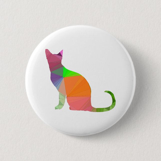 Low Poly Cat Silhouette Button (Vorderseite)