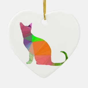 Low Poly Cat Silhouette Keramikornament