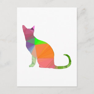 Low Poly Cat Silhouette Postkarte
