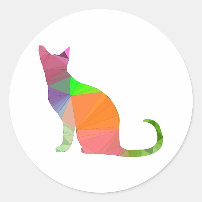 Low Poly Cat Silhouette Runder Aufkleber (Vorderseite)