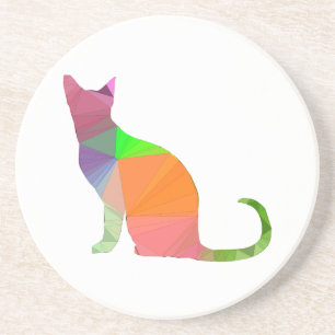 Low Poly Cat Silhouette Untersetzer