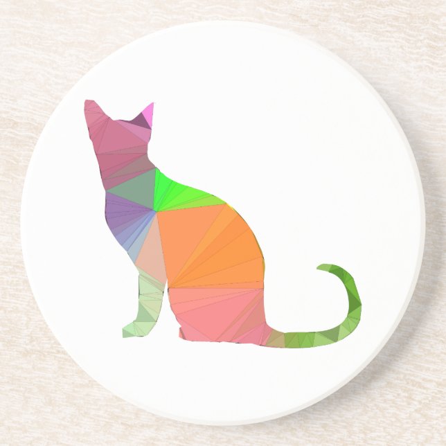 Low Poly Cat Silhouette Untersetzer (Vorne)