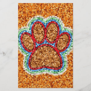 Low Poly Dog Paw Art Briefpapier