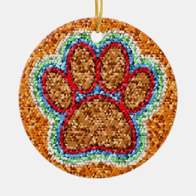 Low Poly Dog Paw Art Keramik Ornament (Vorne)