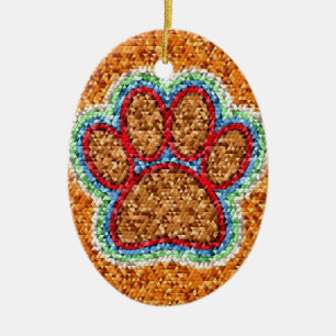 Low Poly Dog Paw Art Keramik Ornament