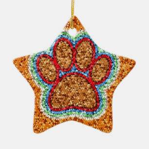 Low Poly Dog Paw Art Keramikornament