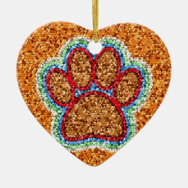 Low Poly Dog Paw Art Keramikornament (Vorne)