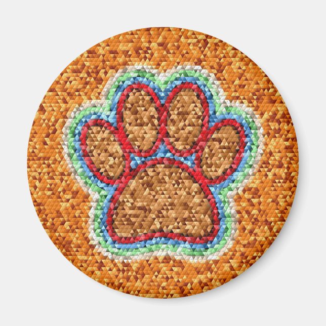 Low Poly Dog Paw Art Magnet (Vorne)