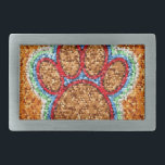 Low Poly Dog Paw Art Rechteckige Gürtelschnalle<br><div class="desc">Ein buntes Bild einer Hundepube mit geringem Poly-Effekt. Originelles Design mit geometrischer Kunst.</div>