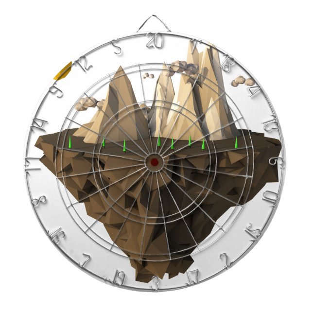 Low-Poly Floating Insel 3D rendern Dartscheibe (vorne)