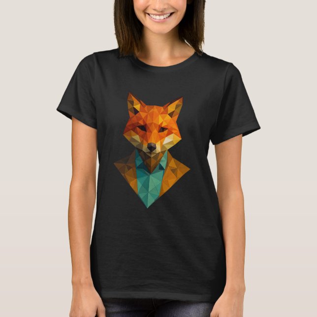Low Poly Fursona Fox Geometric Polygon Furry Fursu T-Shirt (Vorderseite)