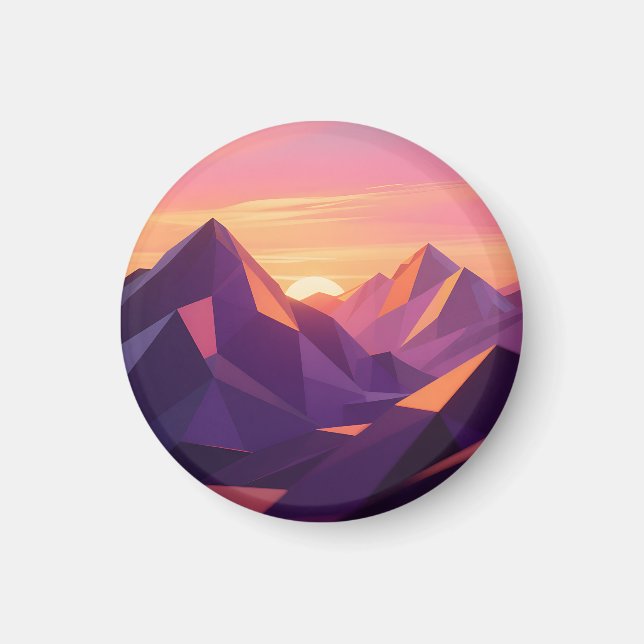 Low-Poly-Gebirgssonne Geometrisch Magnet (Vorne)