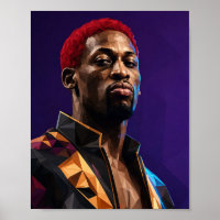 Low Poly Geometrisches Porträt Dennis Rodman Baske