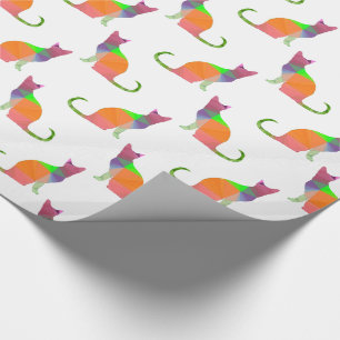 Low-Poly-Katzen-Silhouettenmuster Geschenkpapier
