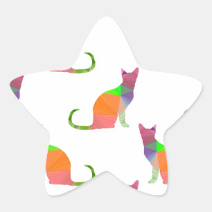 Low-Poly-Katzen-Silhouettenmuster Stern-Aufkleber