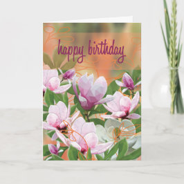 Low Poly Magnolias Birthday Card Karte