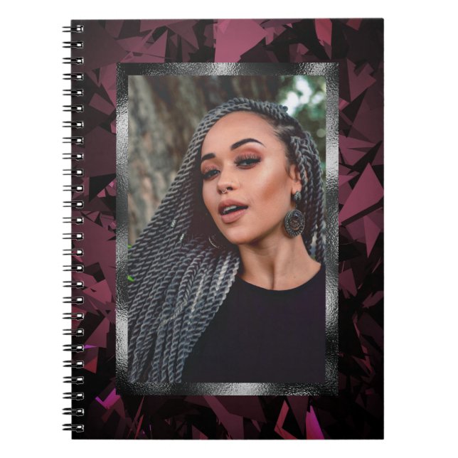 Low-Poly & Metallic Frame Foto Spiral Notebook Notizblock (Vorderseite)