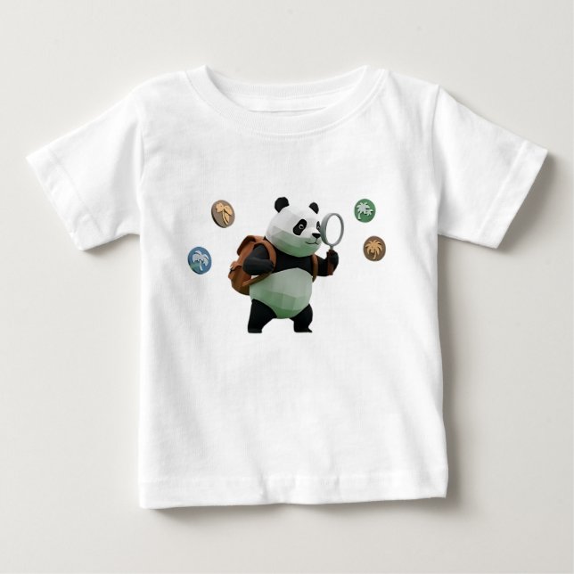 Low Poly Panda Explorer 3D Charakter Baby T-shirt (Vorderseite)