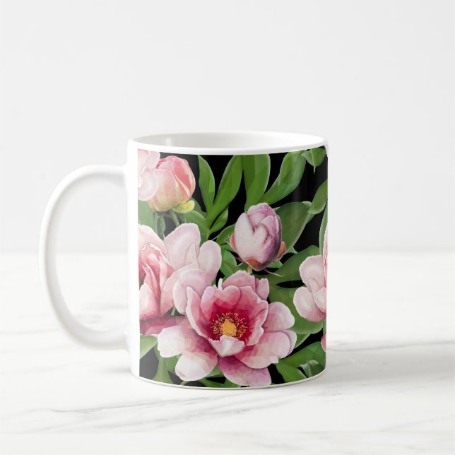 Low Poly Peonies Kaffeetasse (Links)