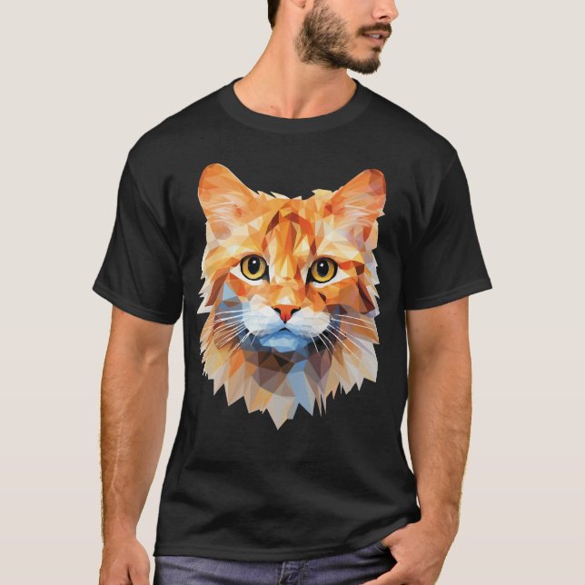Low polycat - orange cat in low polygon art T-Shirt (Vorderseite)