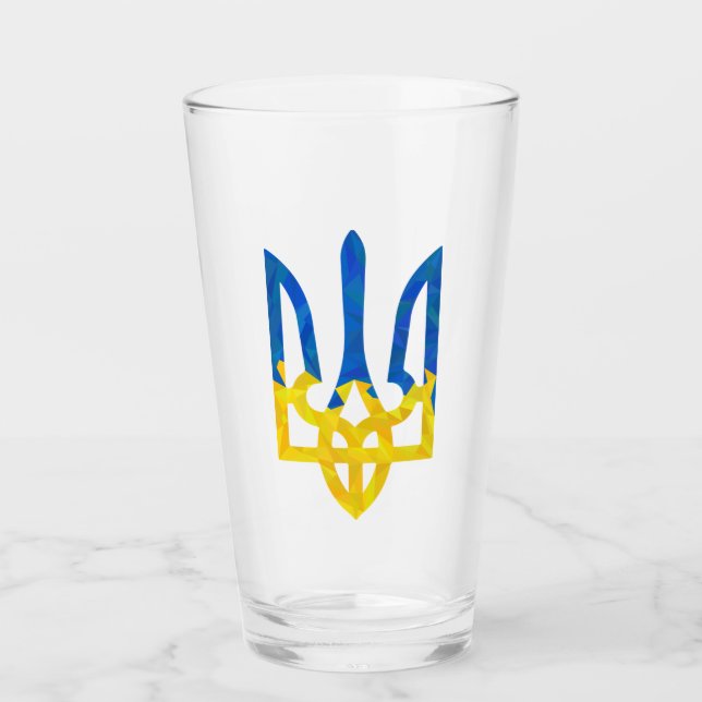 Low polygonal ukrainisch trident glas (Vorderseite)