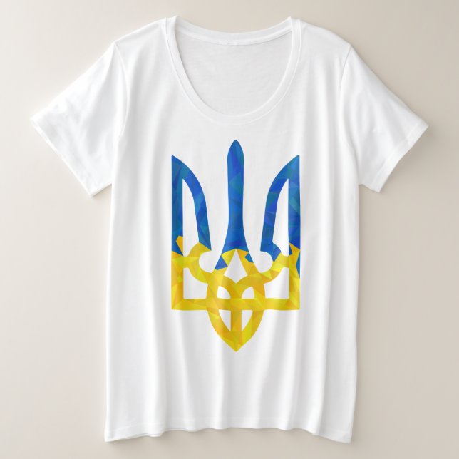 Low polygonal ukrainisch trident große größe T-Shirt (Design vorne)