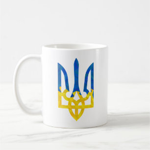 Low polygonal ukrainisch trident kaffeetasse