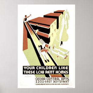 Low Rent Zuhause Cleveland 1940 WPA Poster
