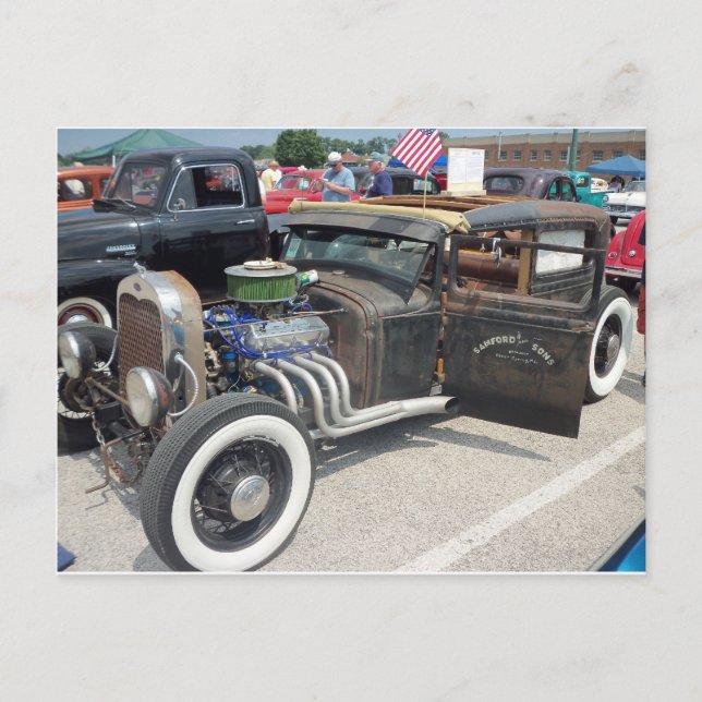 Low-Riding-Frisierte Auto Postkarte (Vorderseite)