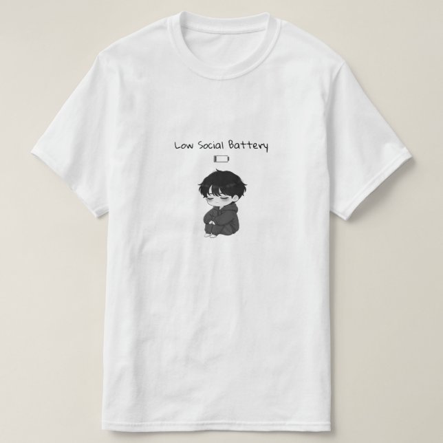 Low Social Battery Relatable Chibi Boy T-Shirt (Design vorne)