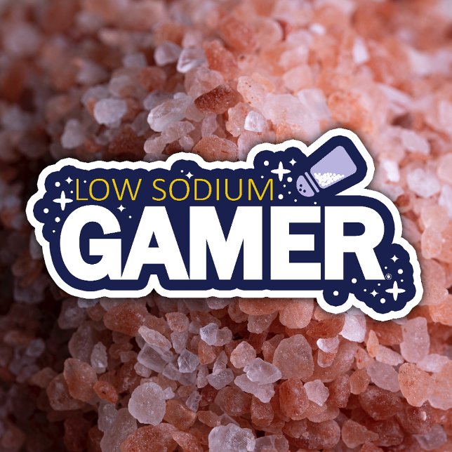 Low Sodium Gamer - Funny Video Game Typografy Aufkleber (Von Creator hochgeladen)