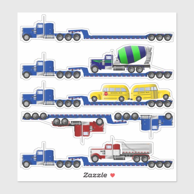 Lowboy Trailer Big Rig Stickers Aufkleber (Blatt)