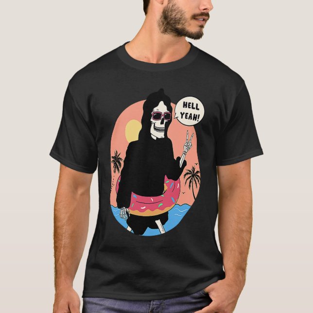 Lowbrow art Macabre Style Grim Reaper Beach T-Shirt (Vorderseite)