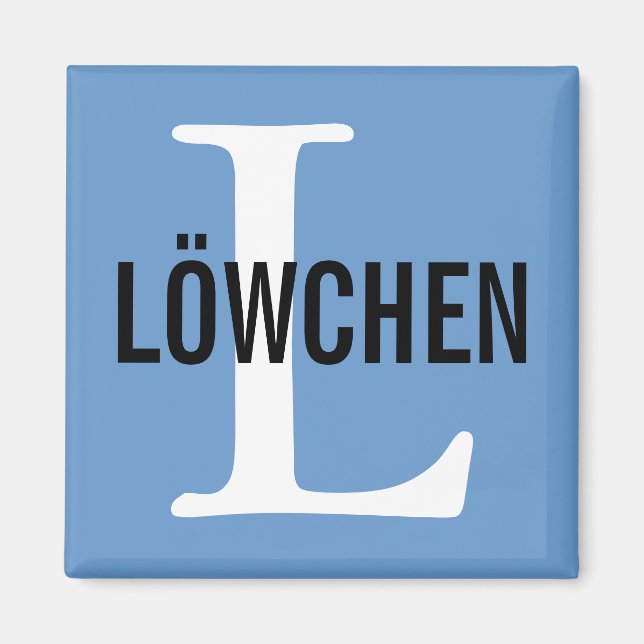 Löwchen Breed Monogram Design Magnet (Vorne)