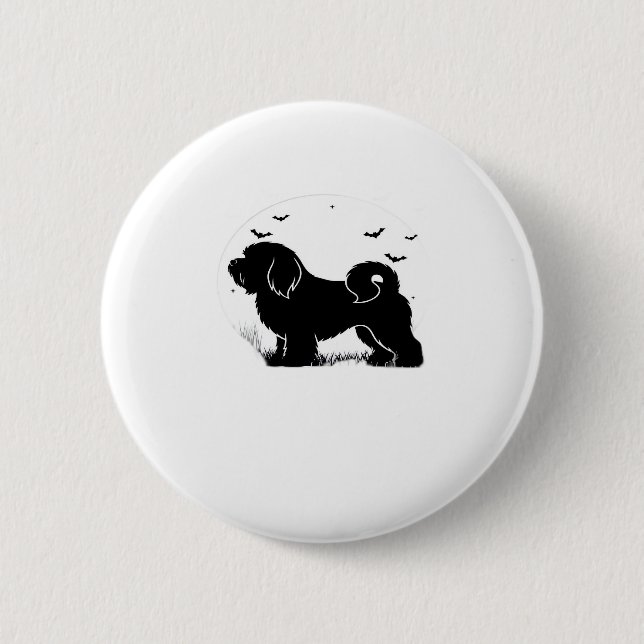 Lowchen Dog � Halloween Moon Silhouette Classic T- Button (Vorderseite)
