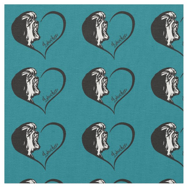 Lowchen Herz-Entwurf Stoff (Nahaufnahme)