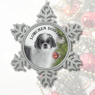 Lowchen-Hundefather Schneeflocken Zinn-Ornament