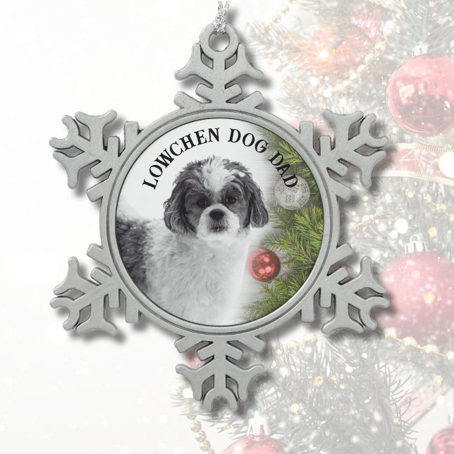 Lowchen-Hundefather Schneeflocken Zinn-Ornament (Lowchen Dog Dad Pewter Snowflake Ornament)