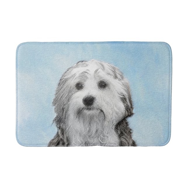 Lowchen Malerei - Niedliche Original Hunde Kunst Badematte (Vorderseite)